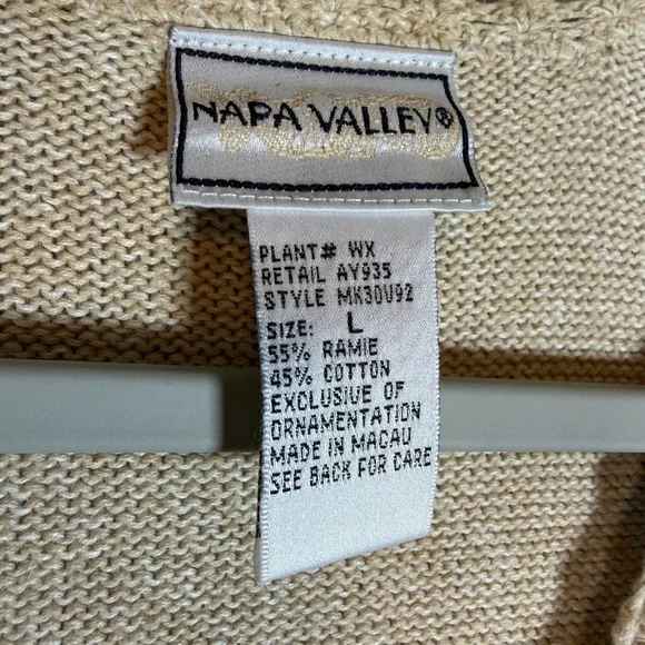 Vintage Floral Crochet Knit Button Front Vest Tan Blue MK30V92 Large grandmacore - Picture 3 of 6